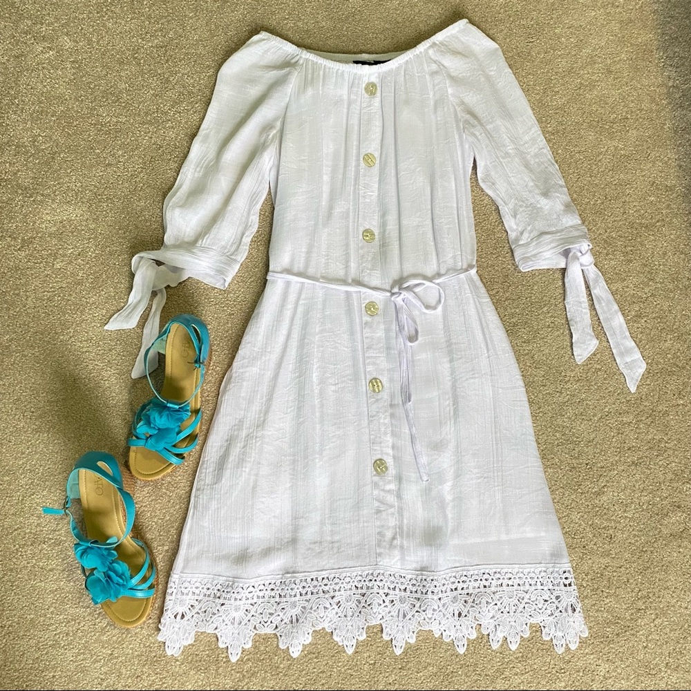 MLLE GABRIELLE off white summer beach vacation dress size m